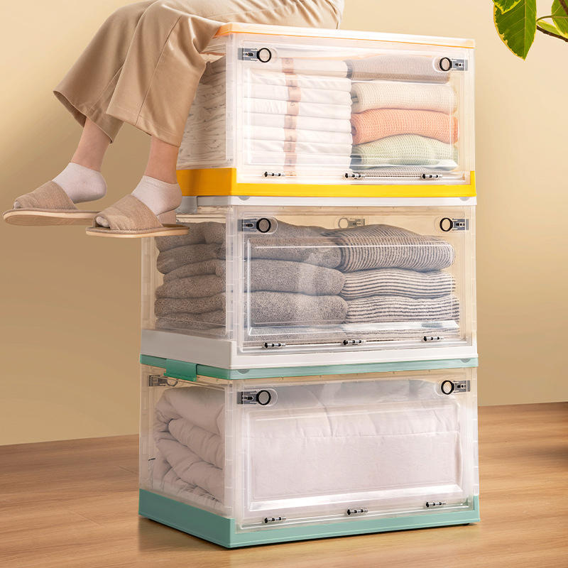 Foldable Storage Box - Transparent PP Collapsible Organizer Bin (39 x 29 x 24 cm, 40-50 L)