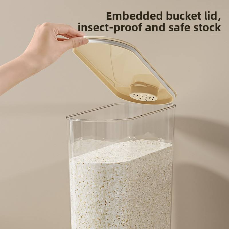 4-5 L Airtight Rice Storage Container - Insect-Proof & Moisture-Proof Sealed Grain Bin with Flip-Top Lid