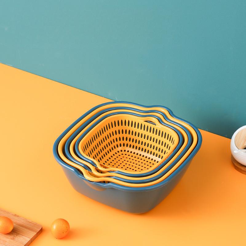 PP Kitchen Drain Basket - Multi-Purpose Vegetable & Fruit Washing Colander with Stable Base