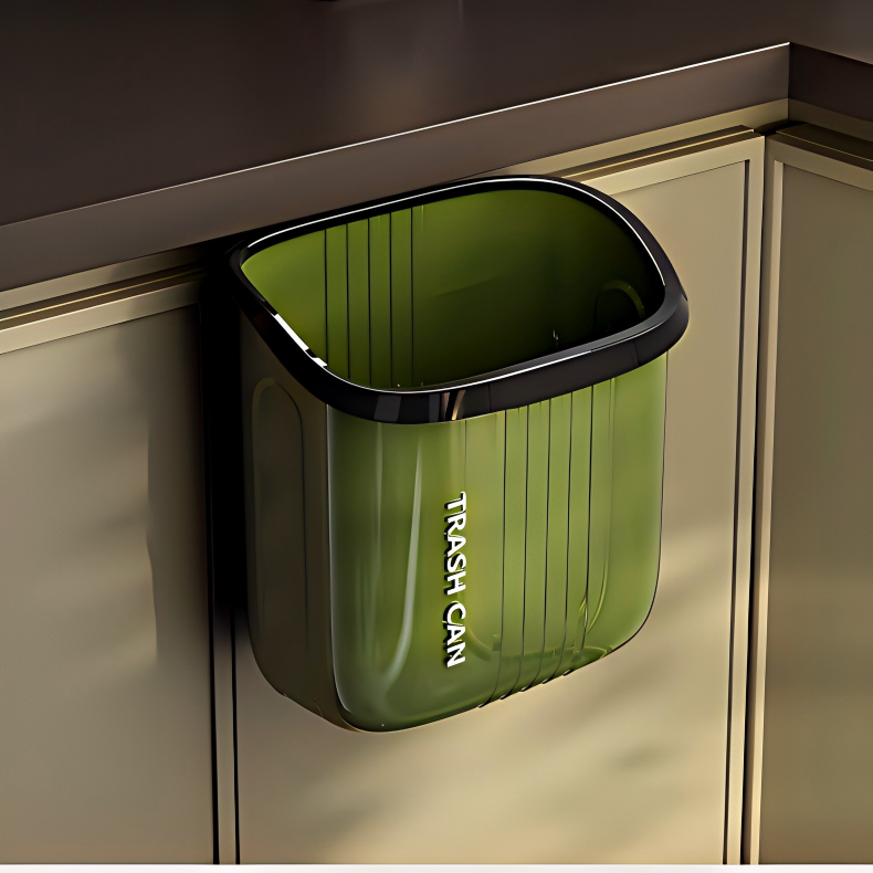 Wall-Mounted Kitchen Trash Can - No-Lid Hanging Waste Bin for Indoor Use (Rectangular)