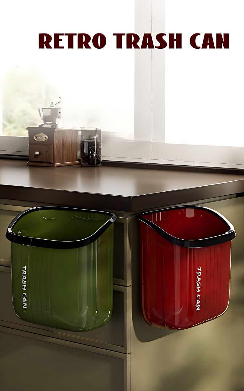 Wall-Mounted Kitchen Trash Can - No-Lid Hanging Waste Bin for Indoor Use (Rectangular)