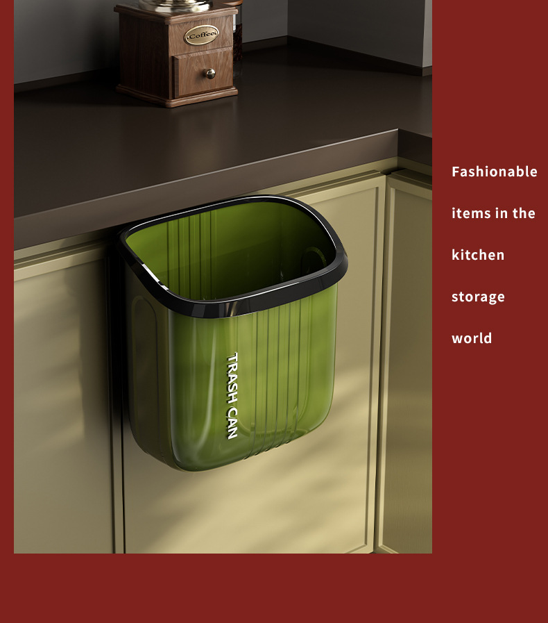 Wall-Mounted Kitchen Trash Can - No-Lid Hanging Waste Bin for Indoor Use (Rectangular)