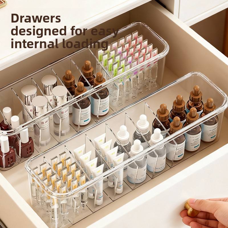 Compartmentalized Cable Organizer Box - Rectangular PET Cable Management Box with Lid (33.5 x 9 x 10.6 cm)