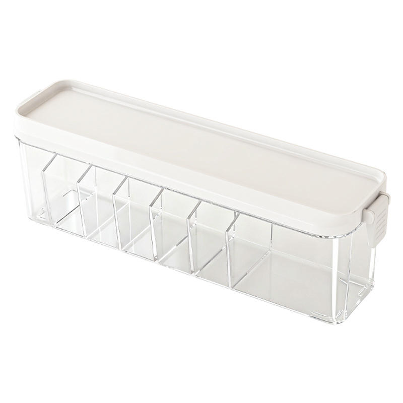 Compartmentalized Cable Organizer Box - Rectangular PET Cable Management Box with Lid (33.5 x 9 x 10.6 cm)