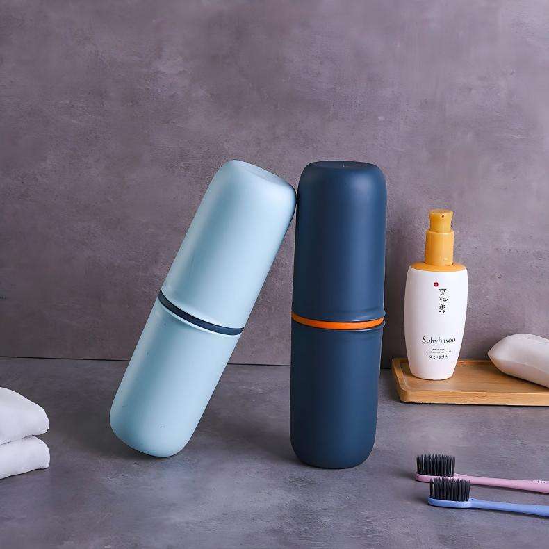 Portable Travel Toothbrush & Toothpaste Cup Set - Leak-Proof PP Rinsing Cup for Students & Travel
