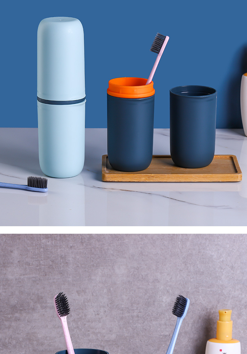 Portable Travel Toothbrush & Toothpaste Cup Set - Leak-Proof PP Rinsing Cup for Students & Travel