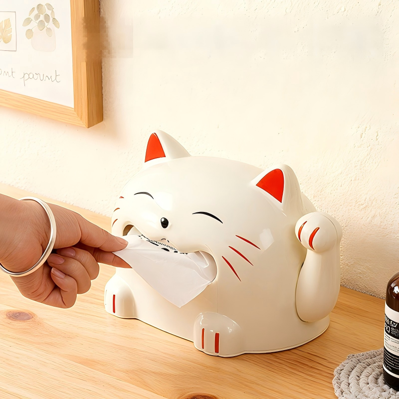 Cat-Shaped Tissue Box - Durable PP Tissue Holder for Home & Office (Yellow or White)