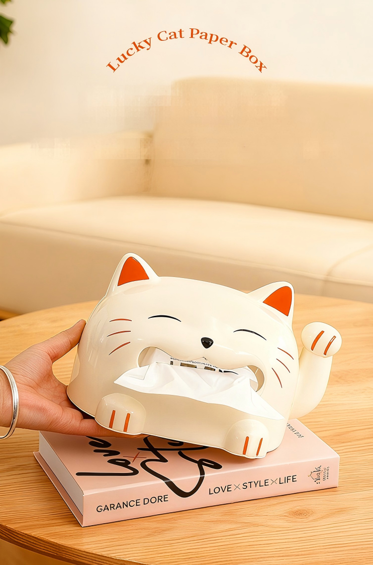 Cat-Shaped Tissue Box - Durable PP Tissue Holder for Home & Office (Yellow or White)