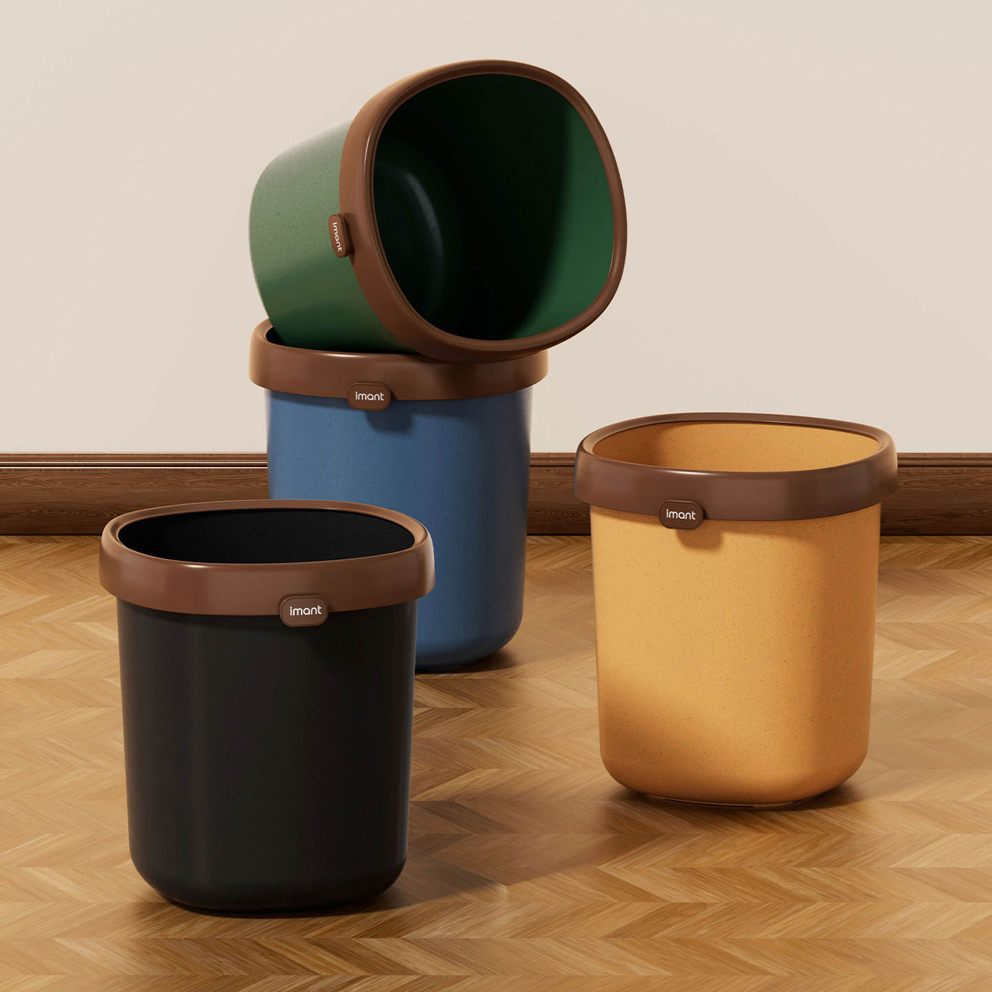 Open-Top Cylindrical Waste Bin - 10 L Plastic Household Trash Bucket for Bathroom, Kitchen & Bedroom