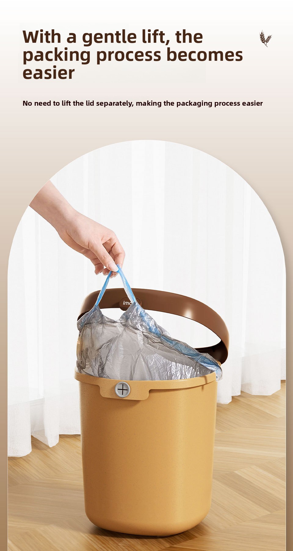 Open-Top Cylindrical Waste Bin - 10 L Plastic Household Trash Bucket for Bathroom, Kitchen & Bedroom