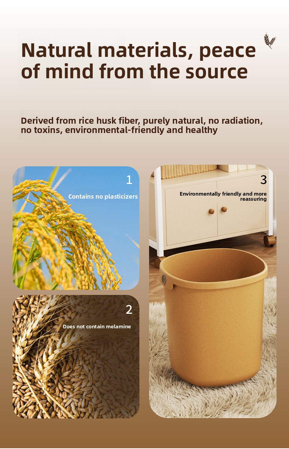 Open-Top Cylindrical Waste Bin - 10 L Plastic Household Trash Bucket for Bathroom, Kitchen & Bedroom
