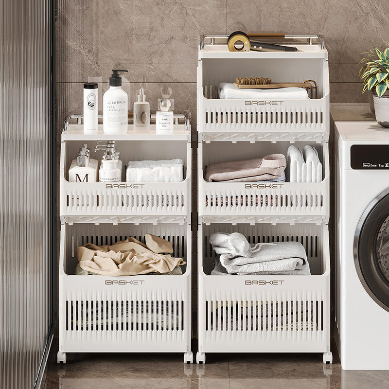 2-Tier Foldable Laundry Basket - Large Standing PP+ABS Hamper for Bathroom & Bedroom