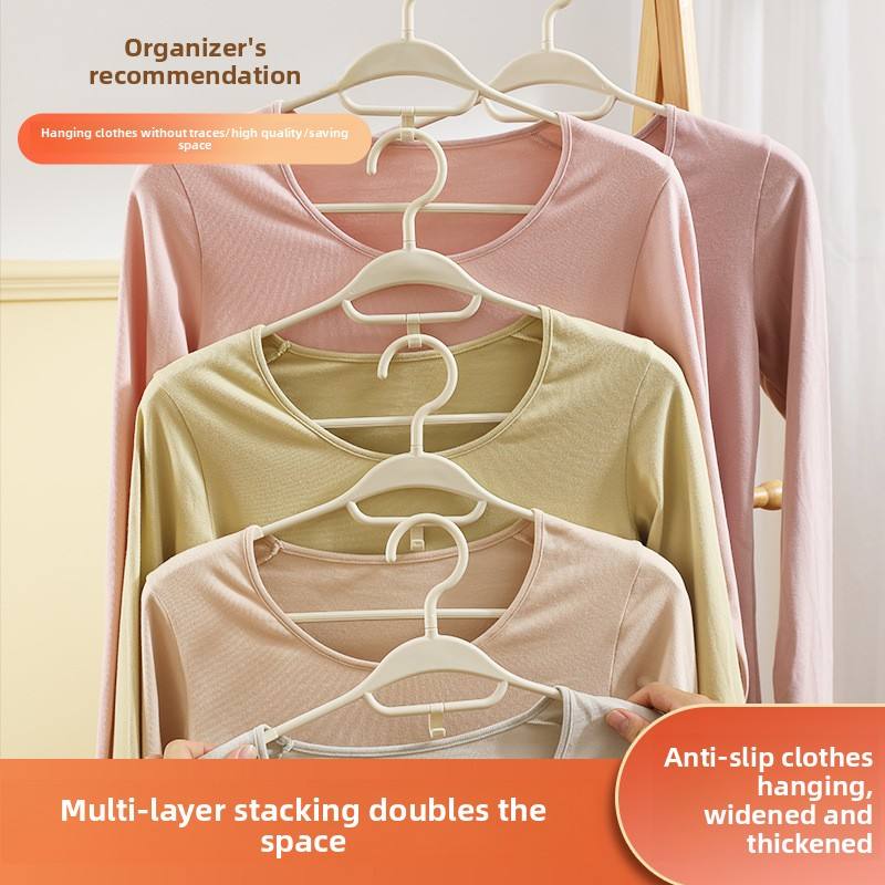 Stackable Non-Slip Plastic Hangers (5-Pack) - Ergonomic Seamless Clothes Hangers for Wardrobes