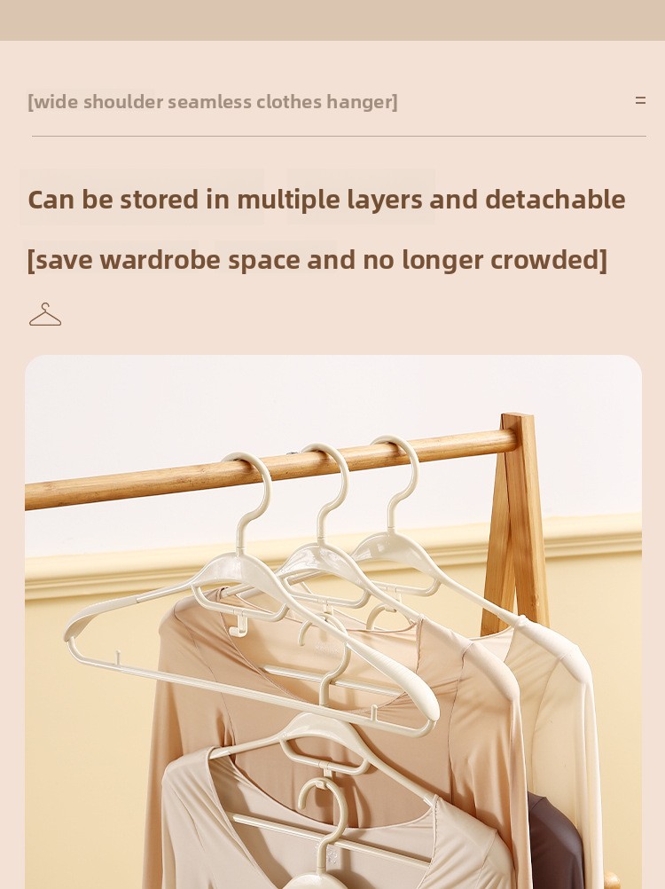 Stackable Non-Slip Plastic Hangers (5-Pack) - Ergonomic Seamless Clothes Hangers for Wardrobes
