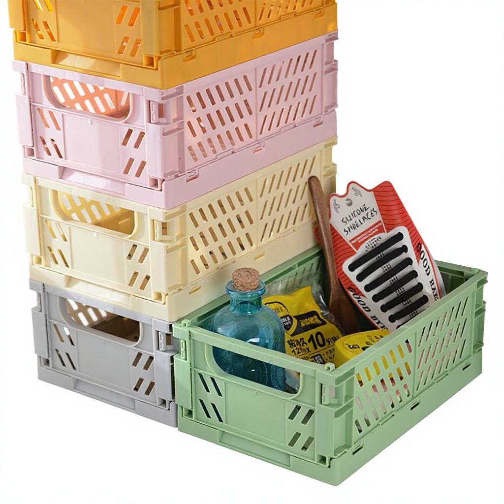 Large Foldable Storage Box - Japanese Multi-Purpose Translucent Organizer (24.8 x 16.5 x 9.7 cm)