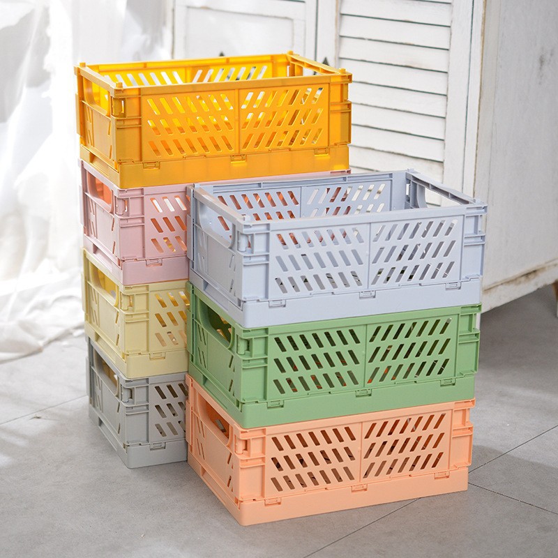 Large Foldable Storage Box - Japanese Multi-Purpose Translucent Organizer (24.8 x 16.5 x 9.7 cm)