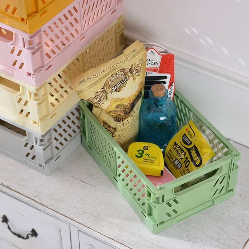 Small Foldable Storage Box - Stackable PP Organizer for Toys, Books & Wardrobes (15 x 9.8 x 5.7 cm)