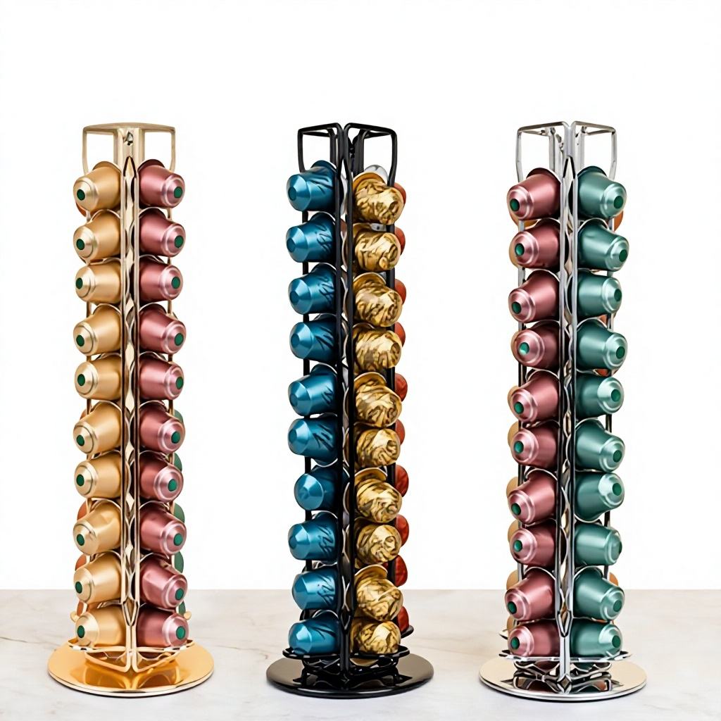 Rotating Coffee Capsule Holder - Iron Carousel Rack for 40 Nespresso Capsules (Bar, Cafe & Home)