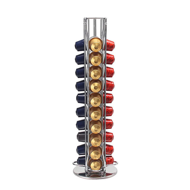 Rotating Coffee Capsule Holder - Iron Carousel Rack for 40 Nespresso Capsules (Bar, Cafe & Home)