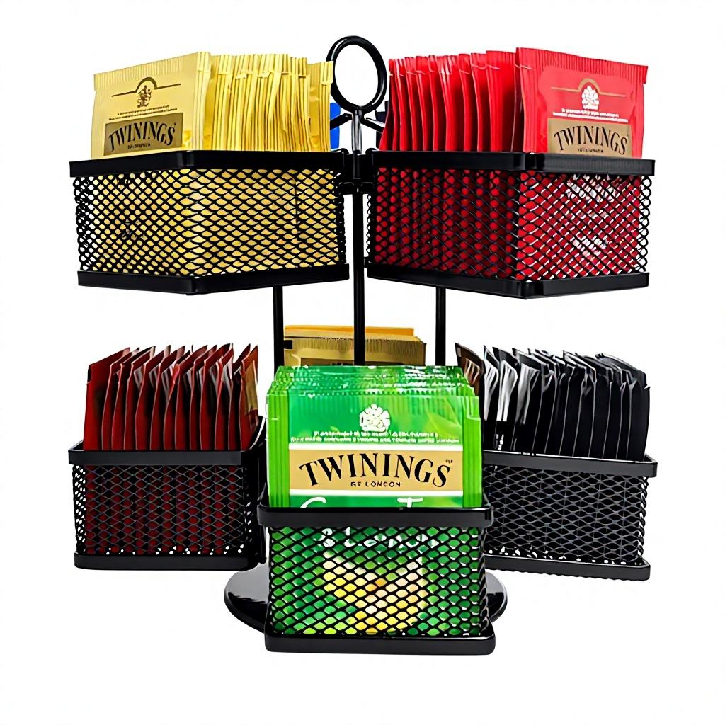 2-Tier Tea Bag Organizer Rack - Iron Standing Holder for Tea Bags & Beverages