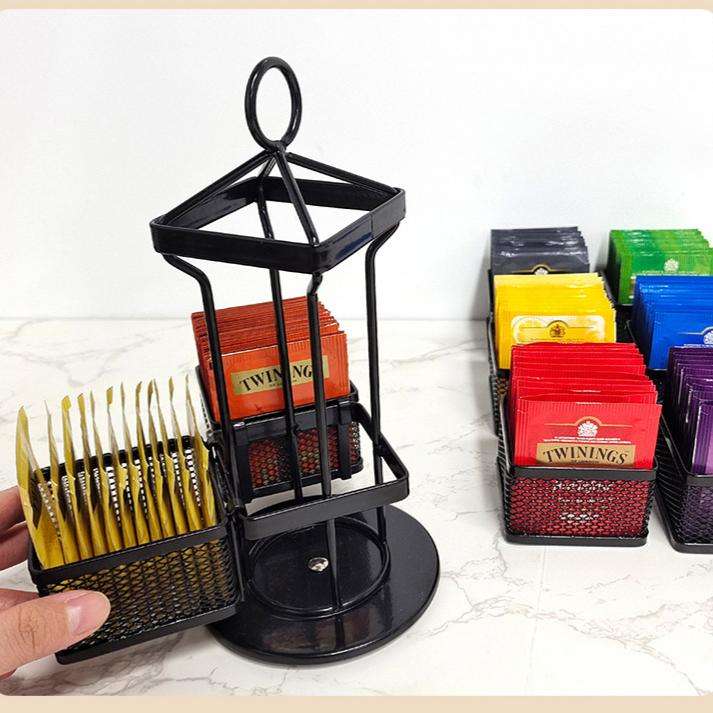 2-Tier Tea Bag Organizer Rack - Iron Standing Holder for Tea Bags & Beverages