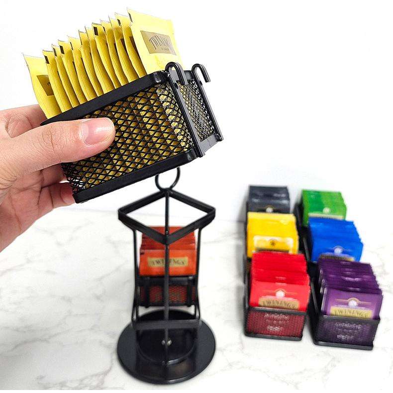 2-Tier Tea Bag Organizer Rack - Iron Standing Holder for Tea Bags & Beverages