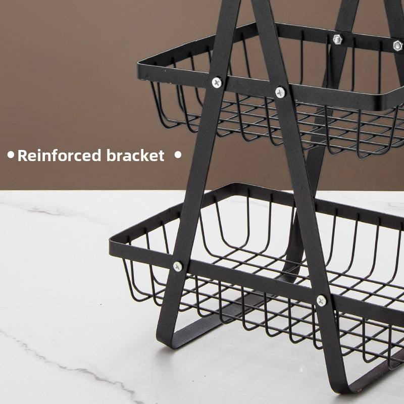 2-Tier Foldable Iron Dish Rack - Portable Standing Kitchen Plate & Bowl Drying Rack