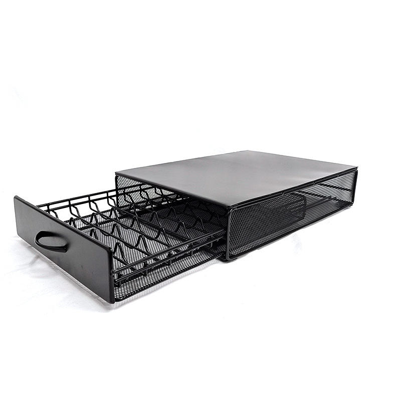 Iron Coffee Capsule Storage Box with Drawer - 40-Capsule Organizer for Home & Commercial Use