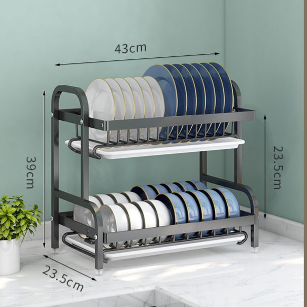 Detachable Carbon Steel Dish Drying Rack - Modern Minimalist Standing Kitchen Organizer