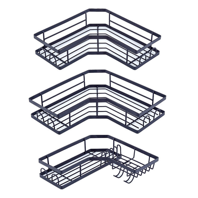 No-Drill Wall-Mounted Bathroom Shelf - Carbon Steel Multi-Purpose Toiletry Rack