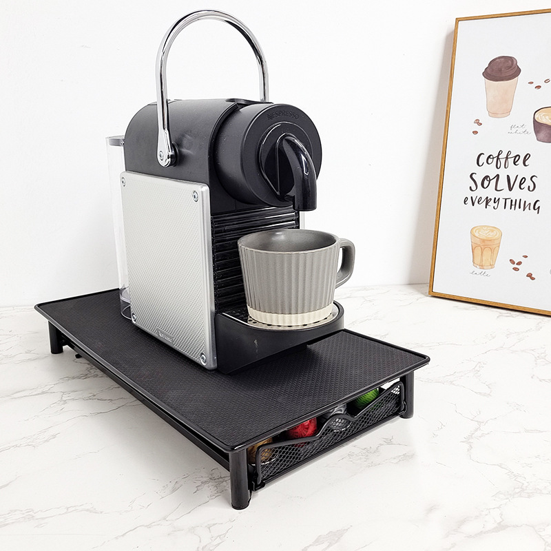 Iron Coffee Capsule Storage Box with Drawer - Standing Rack for 40 Nespresso Capsules