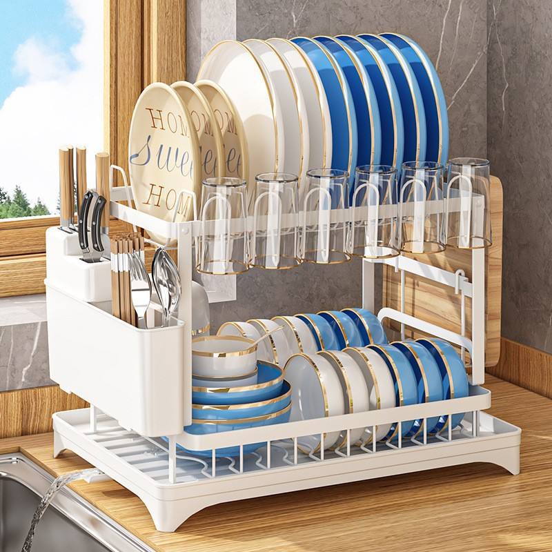 Foldable Carbon Steel Dish Rack - Modern Standing Kitchen Plate & Bowl Organizer