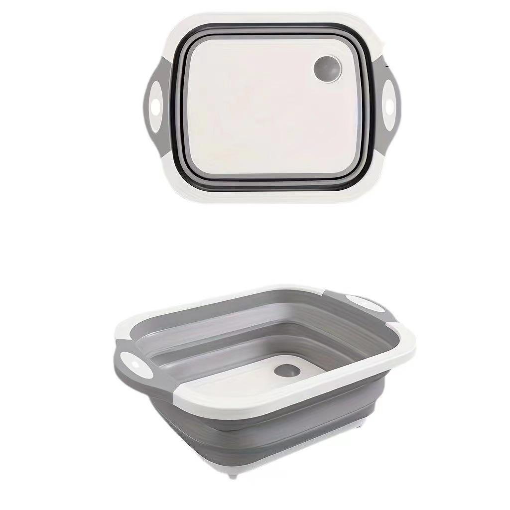 3-in-1 Foldable Cutting Board - Portable Kitchen Sink & Drain Basket (Large, Dishwasher-Safe)