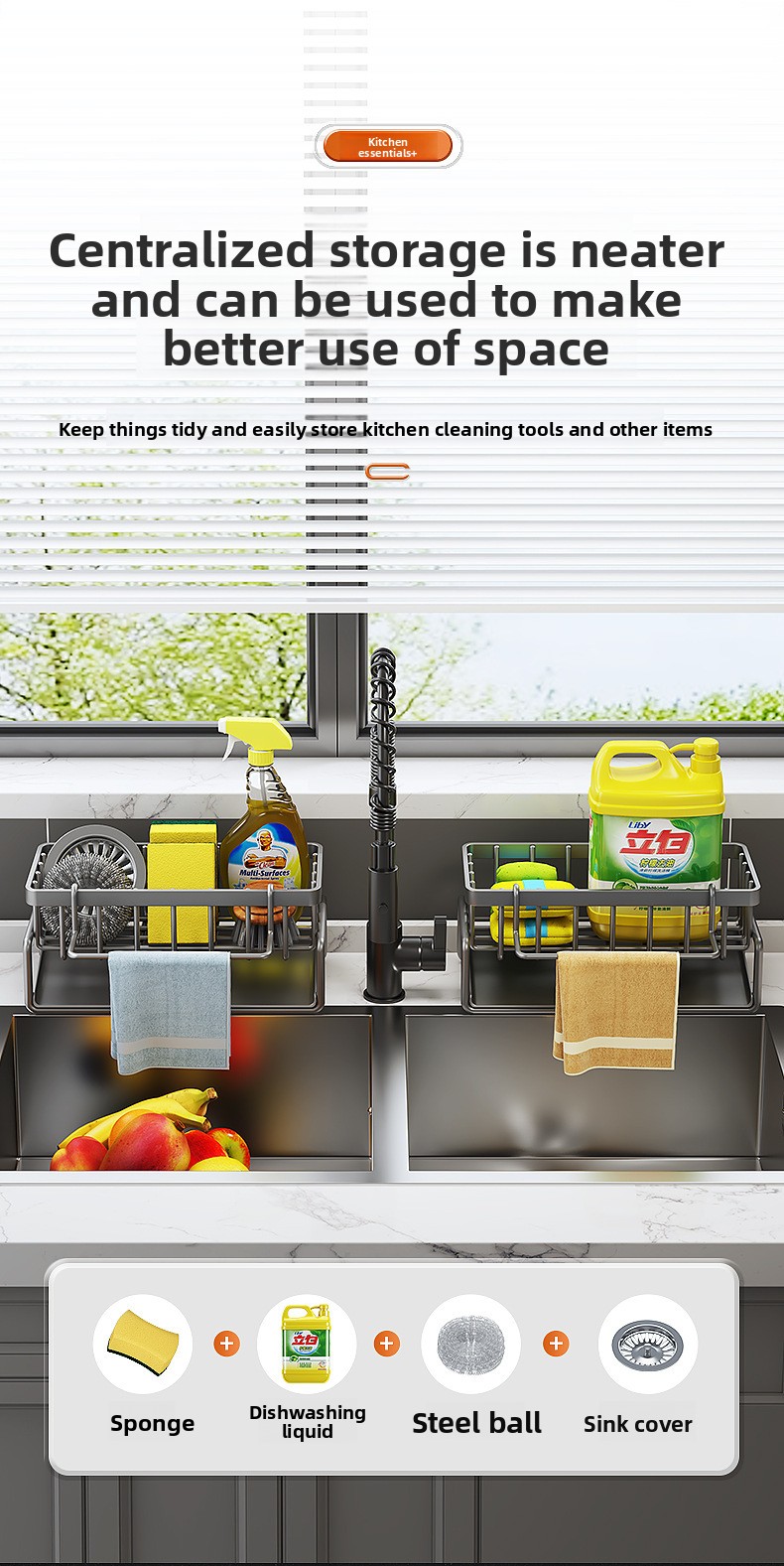 Standing Kitchen Wire Dish Rack - Detachable Modern Minimalist Storage Organizer