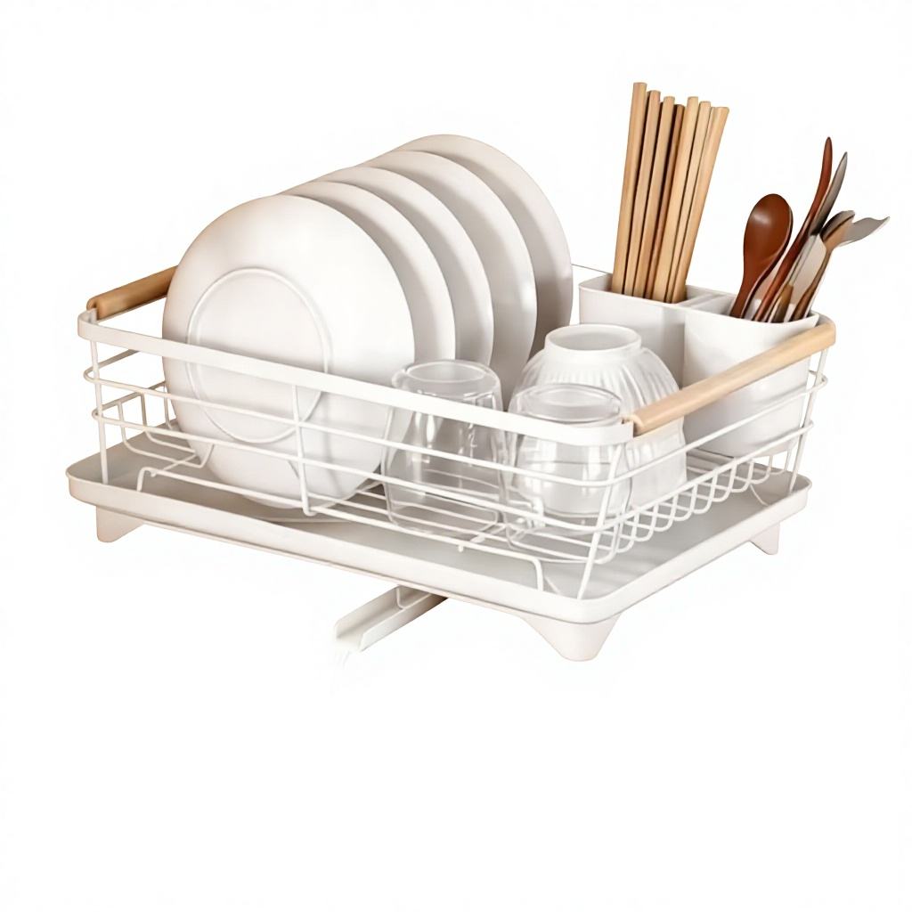 Movable 2-Tier Metal Kitchen Floor Drain Rack - Multi-Purpose Dish Organizer