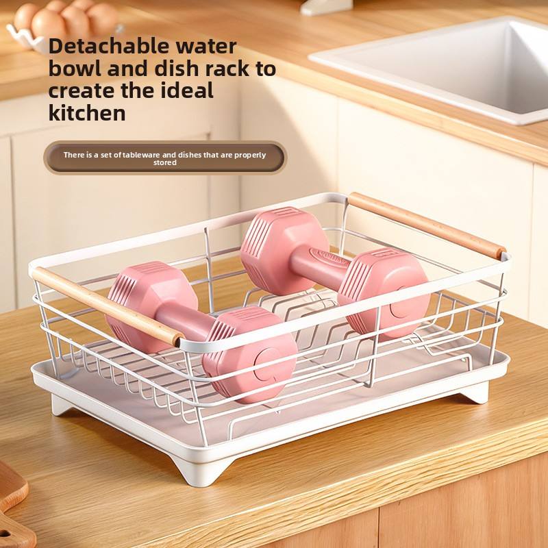 Movable 2-Tier Metal Kitchen Floor Drain Rack - Multi-Purpose Dish Organizer