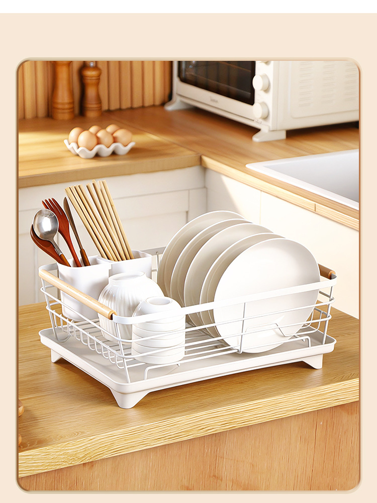Movable 2-Tier Metal Kitchen Floor Drain Rack - Multi-Purpose Dish Organizer