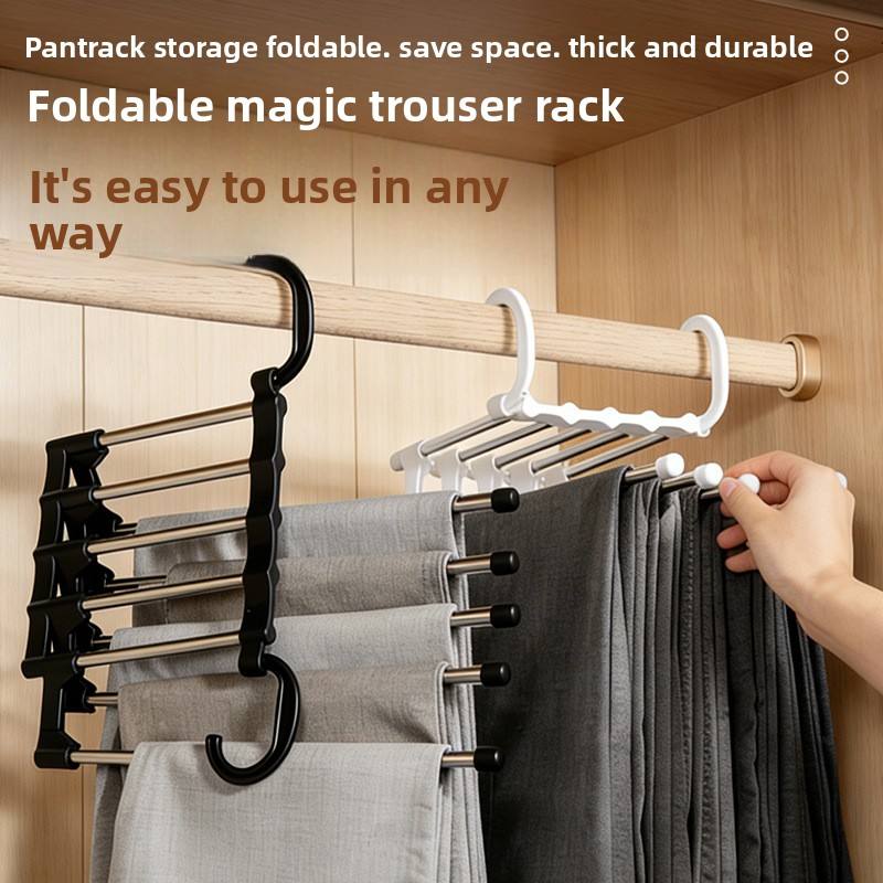 5-Layer Stainless Steel Pants Hanger - Multi-Tier Space-Saving Wardrobe Rack