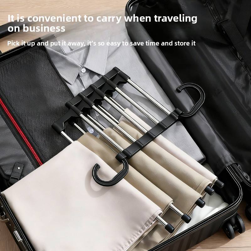 5-Layer Stainless Steel Pants Hanger - Multi-Tier Space-Saving Wardrobe Rack