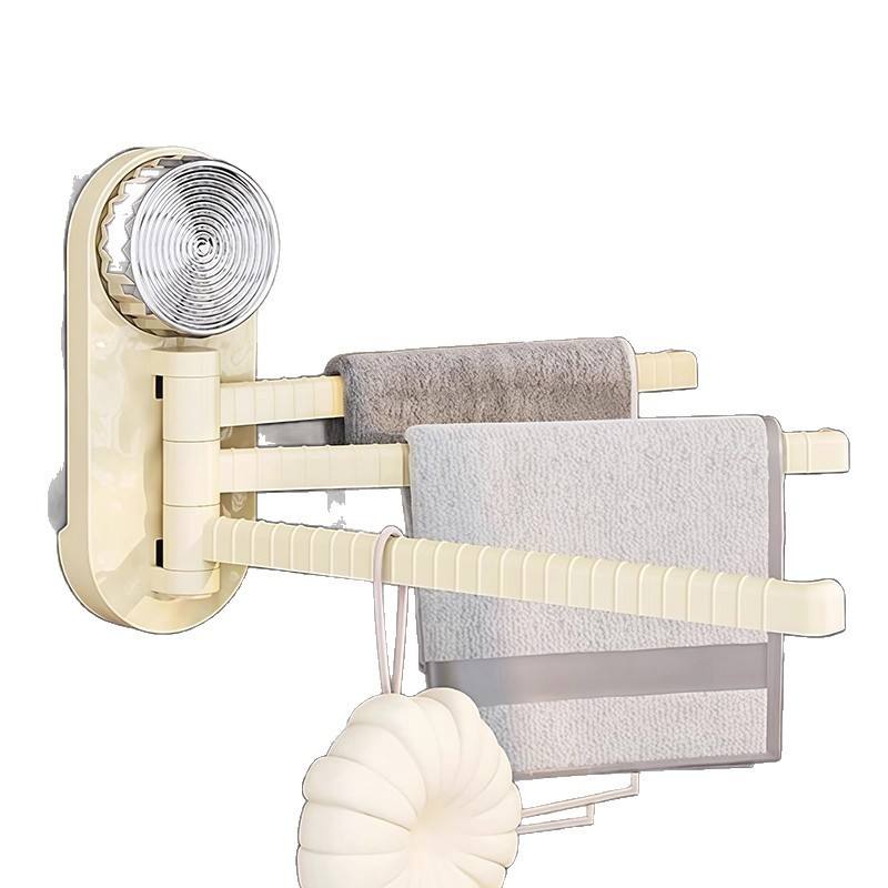 3-Tier Suction Rotating Towel Rack - No-Drill Foldable Bathroom Towel Holder