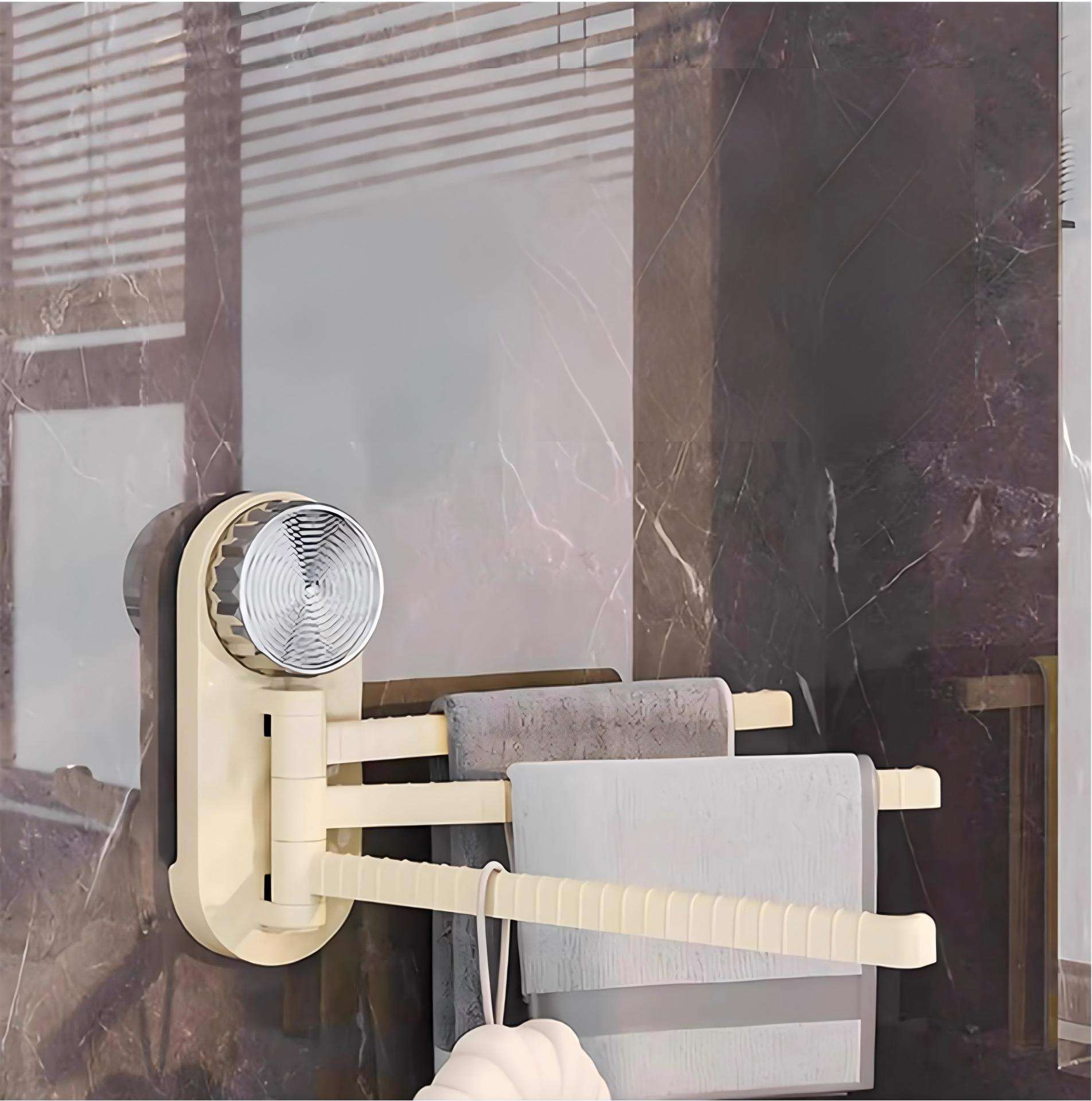 3-Tier Suction Rotating Towel Rack - No-Drill Foldable Bathroom Towel Holder