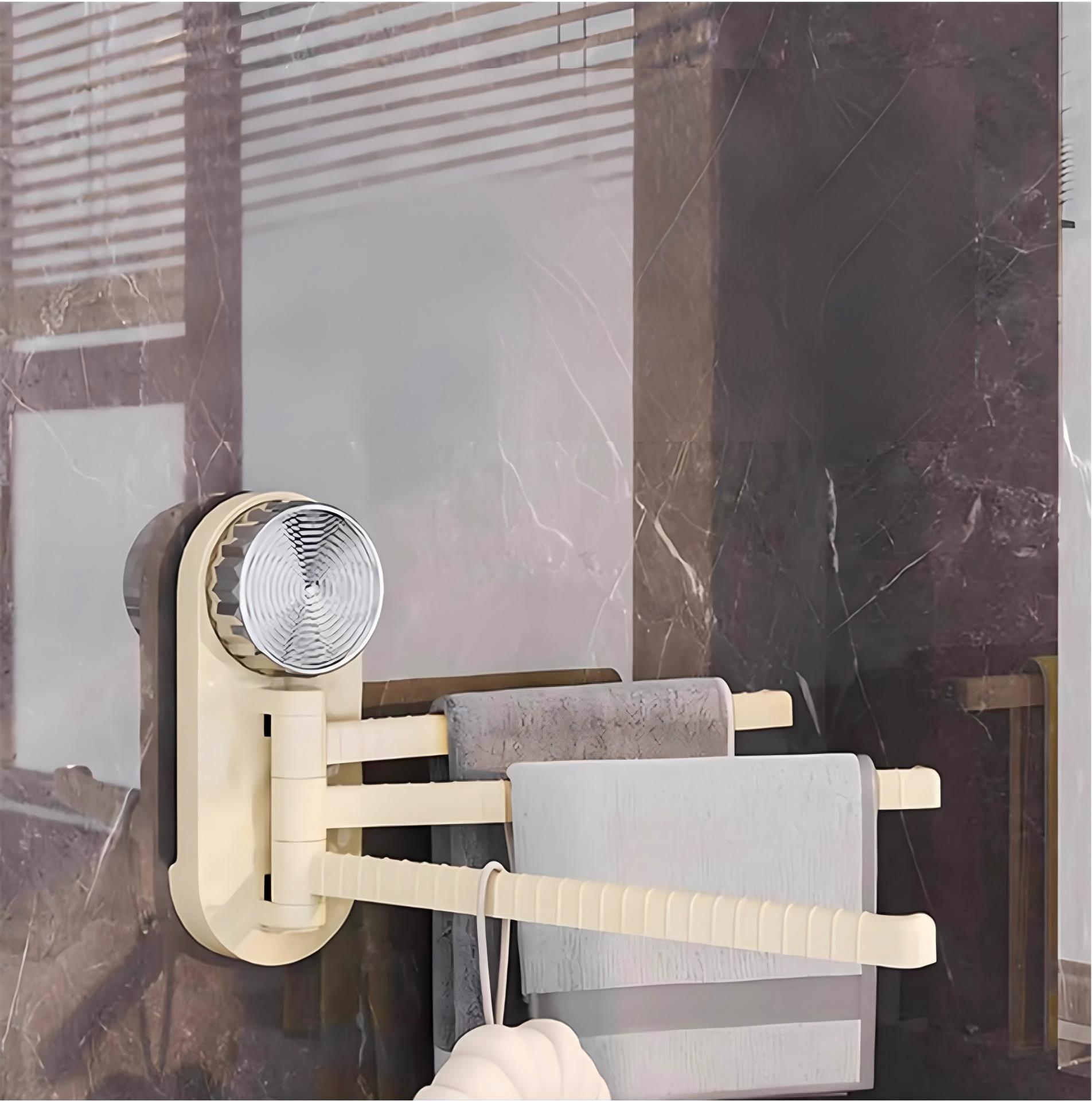 3-Tier Suction Rotating Towel Rack - No-Drill Foldable Bathroom Towel Holder
