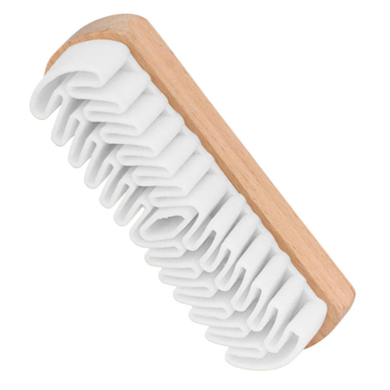 Wood-Handle Suede Shoe Brush - Soft Bristle Rubber Brush for Nubuck & Suede Care