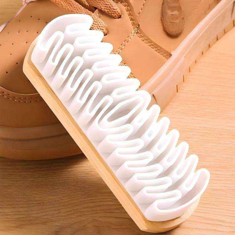 Wood-Handle Suede Shoe Brush - Soft Bristle Rubber Brush for Nubuck & Suede Care