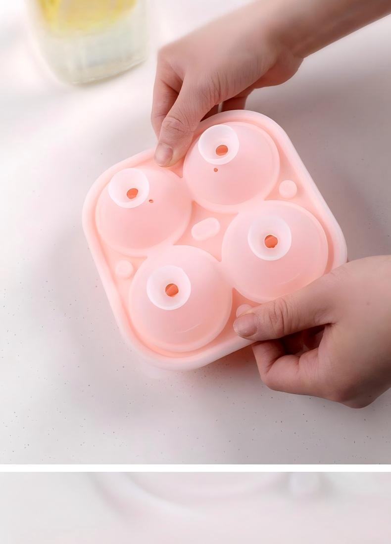 Rose-Shaped Silicone Ice Cube Mold - 4-Cavity Food-Grade Ice Tray for Whiskey
