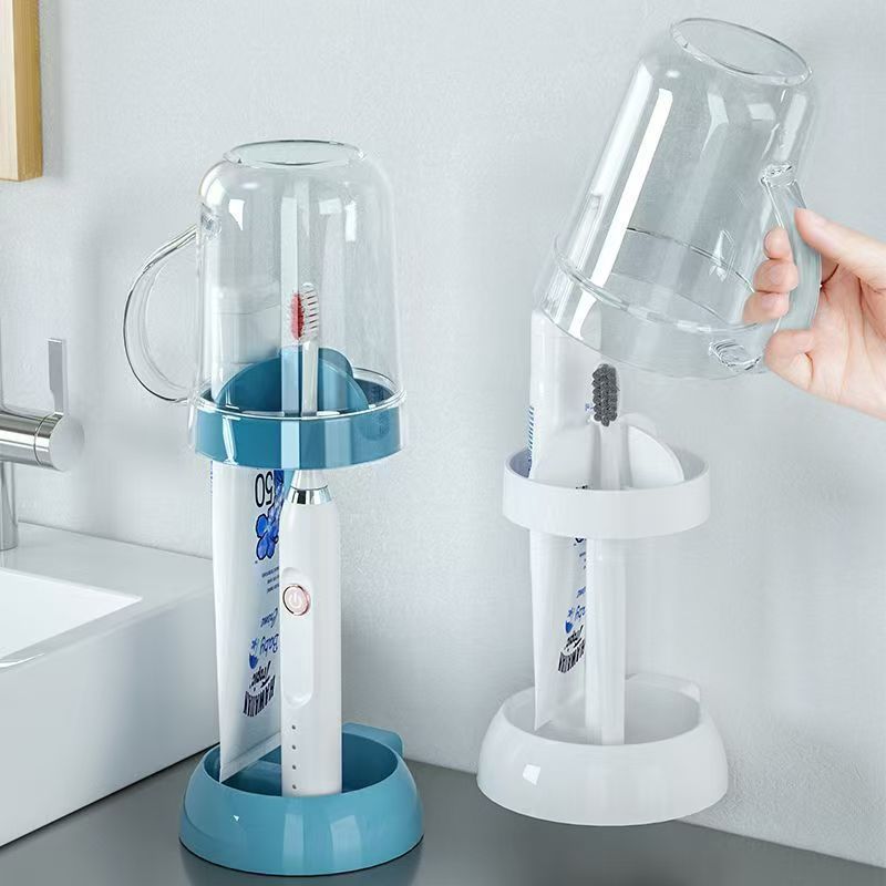 Electric Toothbrush Holder Set with Rinsing Cup - No-Drill Organizer for Kids & Students