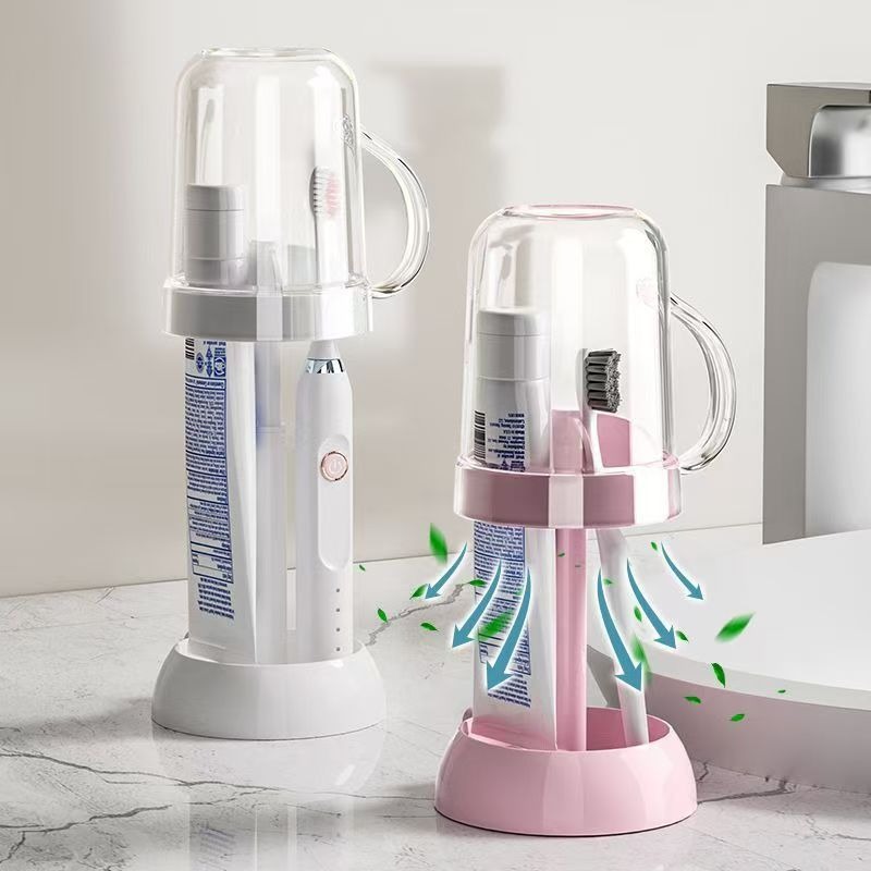 Electric Toothbrush Holder Set with Rinsing Cup - No-Drill Organizer for Kids & Students