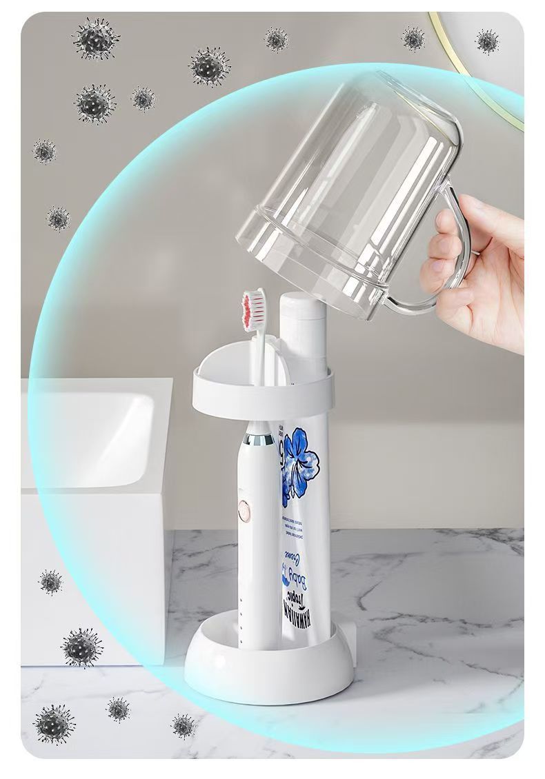 Electric Toothbrush Holder Set with Rinsing Cup - No-Drill Organizer for Kids & Students