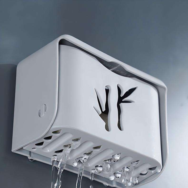 Wall-Mounted Soap Dish with Lid - Suction PP Drainage Soap Holder for Bathroom