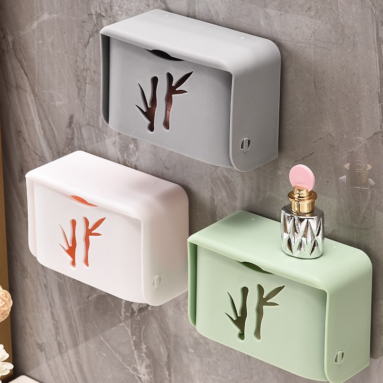 Wall-Mounted Soap Dish with Lid - Suction PP Drainage Soap Holder for Bathroom